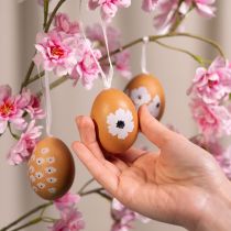 Artikel Hängedekoration Ostereier echtes Hühnerei 6 cm mit Blumenmotiv 3 Designs 6 Stück