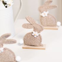 Artikel Osterdeko Plüschhase Figur 18cm Beige auf Holzsockel, 6er-Set