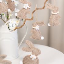 Artikel Filz-Osterhase Hängedekoration 14 cm Beige 8er-Set für Fensterschmuck