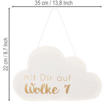 Artikel Papierwolke zum Hängen Weiß mit Goldschrift „Wolke 7“ 35cm x 22cm 2 Stück