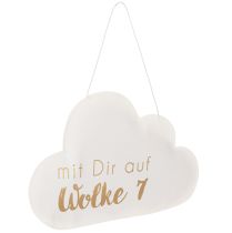 Artikel Papierwolke zum Hängen Weiß mit Goldschrift „Wolke 7“ 35cm x 22cm 2 Stück