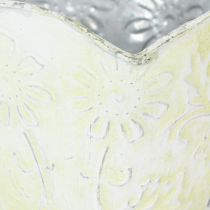 Artikel Pflanzgefäß Metalltasse mit Unterteller Grün-Weiß Ø11cm H11cm