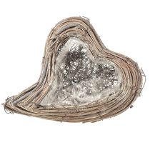 Artikel Pflanzherz aus Rattan mit Folie, 20x24x6cm, Natur-Weiß