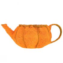 Artikel Pflanzkanne aus Sisal in Kürbis-Form mit Metallgitter und Folie, Orange Gelbgrün, Ø19cm H12cm