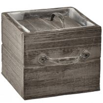 Artikel Pflanzkästen aus Holz in Schubladenoptik – Grau-Braun, 2er-Set, verschiedene Größen