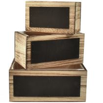 Artikel Dekorative Holzkästen mit Tafelflächen – Natur & Schwarz, verschiedene Größen – Praktische und stilvolle Aufbewahrung – Set mit 3St