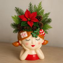Artikel Pflanzkopf Keramik Mädchen Deko Übertopf Weihnachten H17cm
