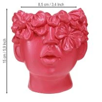 Artikel Pflanzkopf Übertopf Büste Polyresin Pink 13,5×13×14 cm