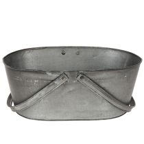 Artikel Pflanzkorb aus Metall mit Gravur „Grünes Glück“, ca. 40×15 cm, Silbern-Rostfarben