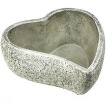 Artikel Pflanzschale Herz Grabdeko Pflanzherz Grau Weiß 18×19cm H7,5cm