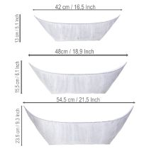 Artikel Pflanzschalen Set aus Metall in Weiß-Silber, Schiffchenform, 54,5/48/42 cm, 3 Stück
