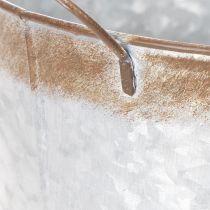 Artikel Pflanztopf aus Metall mit Griffen Ø26cm H25,5cm Silber-Rostfarben