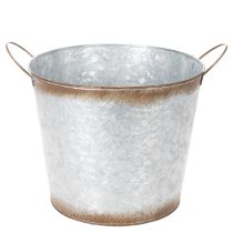Artikel Pflanztopf aus Metall mit Griffen Ø26cm H25,5cm Silber-Rostfarben