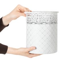 Artikel Pflanzgefäß aus Metall mit Spitzenmuster, 3er-Set, Weiß/Silbern, Ø 29,5/25,5/20 cm, H 28/25,5/23,5 cm