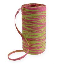 Raffia-Band Bicolor Apfelgrün-Rosa 200m