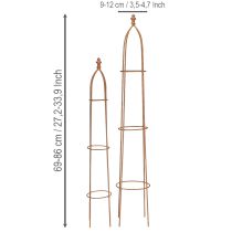 Artikel Rankhilfe aus Metall in Rost-Optik, Obelisk-Form, 69 cm und 86 cm, Set 2 Stück