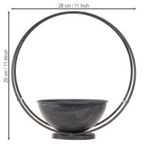 Artikel Metallschale mit Fuß und Dekoring, Anthrazit, Ø29 cm, 2 Stück