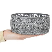 Artikel Dekoschale Metall Ø16/19,5/23,5cm Grau-Weiß Florales Muster 3er-Set
