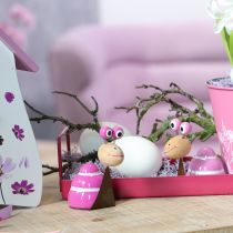 Artikel Schneckenfigur Holz mit Edelrost Hals 9 cm Altrosa Pink 4er Set