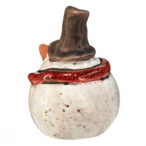 Artikel Keramik Schneemann Figuren, 6er Set, 6,9 cm, Weiß mit rotem Schal und schwarzem Zylinder, Winterdeko