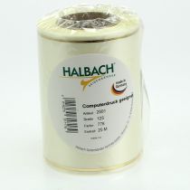 Artikel Kranzband Creme mit Goldkante Supersatin 125mm 25m - Wasserfest, Ideal für Computerdruck & Umweltfreundlich