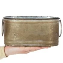 Artikel 3-teiliges Set Metall-Übertopf Wanne Vintage-Optik Kupferfarben L22,5/27/31cm