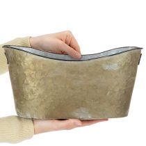 Artikel Set Metall-Übertopf Wanne oval 3-teilig L32,5/36,5/41,5cm Kupferfarben/Weiß