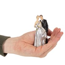 Artikel Silbernes Hochzeitspaar aus Polyresin 10cm für Tisch- und Torten-Dekoration