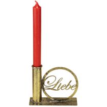 Artikel Stabkerzenhalter Metall Gold Liebe 13×5×10,5cm Antik-Optik