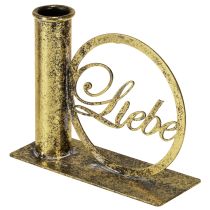 Artikel Stabkerzenhalter Metall Gold Liebe 13×5×10,5cm Antik-Optik