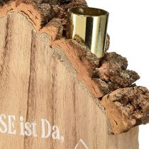 Artikel Rustikaler Kerzenhalter aus Holz in Hausform mit Rinde, 19 cm – Zuhause-Motiv