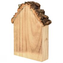 Artikel Rustikaler Kerzenhalter aus Holz in Hausform mit Rinde, 19 cm – Zuhause-Motiv