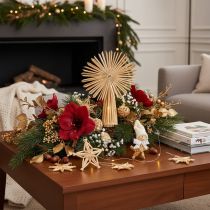 Artikel Strohstern Set aus naturfarbenem Stroh, Christbaumschmuck, Figuren und Sterne, 35-teilig