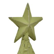 Artikel Tannenbaum aus Metall mit Holzsockel, Sterne, Grün/Silber, H46,5cm