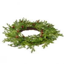 Artikel Künstlicher Tannenkranz grün-braun mit Zapfen Ø 49 cm für Weihnachtsdekoration