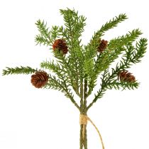 Artikel Künstlicher Tannenzweig mit zwei natürlichen Zapfen – Gebunden mit Jute – Perfekte Weihnachtsdeko 28cm 4St
