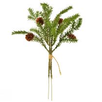 Artikel Künstlicher Tannenzweig mit Zapfen und Juteband 28 cm Grün Braun 4er-Set