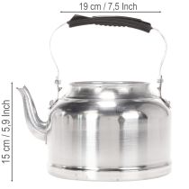 Artikel Teekanne aus Metall in Zinkoptik Ø19 cm H15 cm für Innen- und Außendekoration