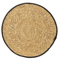Artikel Tischmatten aus Binsengras Rund Ø35cm Natur-Schwarz 4 Stück