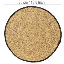 Artikel Tischmatten aus Binsengras Rund Ø35cm Natur-Schwarz 4 Stück