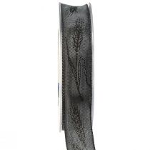 Artikel Trauerband Dekoband Silber Schwarz mit Ähren B40mm L25m