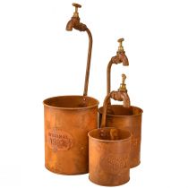 Artikel Übertopf Edelrost Deko Metall Mit Wasserhahn H25/37/43cm Set von 3 St