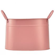 Artikel Übertopf-Set aus Metall oval Rosa 24/21/18cm für Innen- und Außendekoration