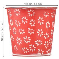 Artikel Metall-Blumentopf Rot Weiß Geblümt Ø10,5cm H10,5cm Innenbereich