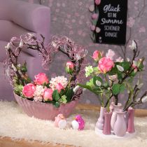 Artikel Vogel Dekofiguren aus Holz, 6 cm, Rosa, Pink und Lila, Set mit 6 Stück, für Innenbereich
