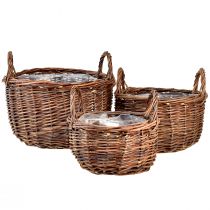 Artikel Vielseitiges Set runder Weidenkörbe mit Henkeln – 3 Größen (30cm, 26cm, 20cm) – Perfekt für Aufbewahrung und Heimdekoration – Set aus 3St