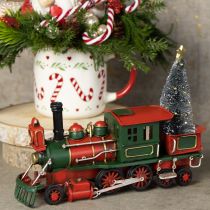 Artikel Weihnachtszug Deko Lokomotive mit Weihnachtsbaum aus Metall 20cm