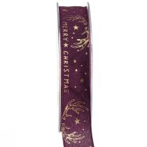 Artikel Weihnachtsband Lila Gold Stern Geweih Deko B25mm L15m