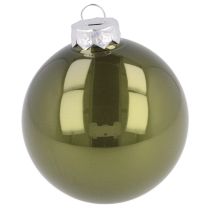 Artikel Weihnachtskugeln Glaskugeln Oliv Silbergrau Ø7,5cm 12 St