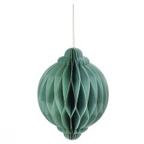 Artikel Weihnachtskugel Papier Türkis Zwiebel-Form Ø15cm H20cm FSC-zertifiziert